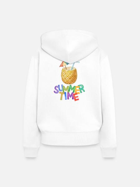 Sommerzeit Ananasgetränk - Frauen Premium Bio Zip Hoodie - Weiß