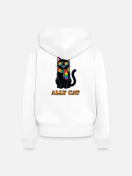 Pride-Monat LGBTQ – Ally Cat - Frauen Premium Bio Zip Hoodie - Weiß
