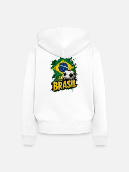 Brasilien Flagge - Frauen Premium Bio Zip Hoodie - Weiß