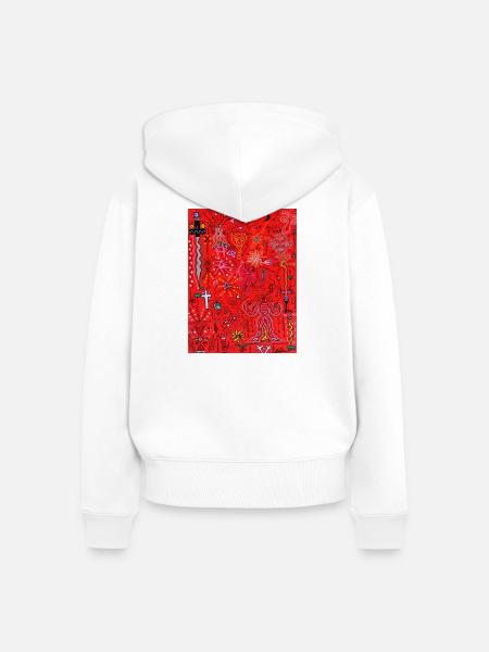 Psychedelisches Glut-Tapisserie - Frauen Premium Bio Zip Hoodie - Weiß