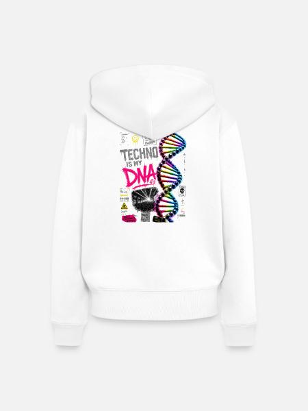 Techno ist meine DNA Neon-Regenbogen-Helix - Frauen Premium Bio Zip Hoodie - Weiß