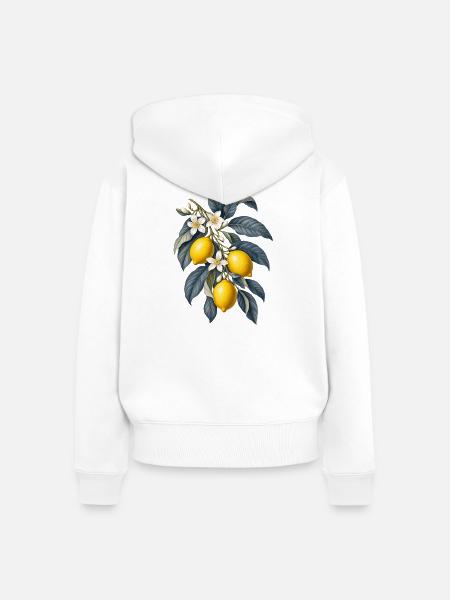 Zitrone - Frauen Premium Bio Zip Hoodie - Weiß