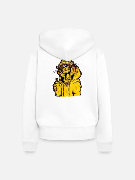 Tiger Graffiti Humor - Frauen Premium Bio Zip Hoodie - Weiß