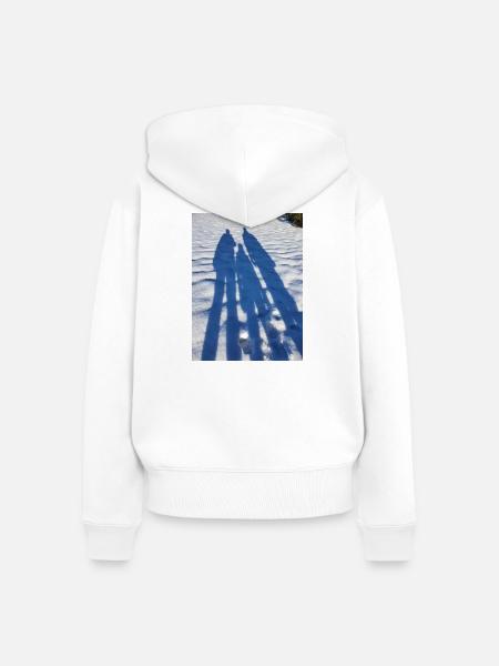 Winterschatten im Duo auf Schnee - Frauen Premium Bio Zip Hoodie - Weiß