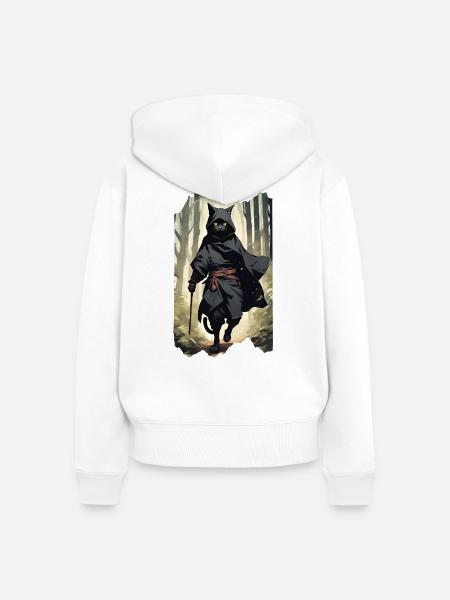 warrior_cat - Frauen Premium Bio Zip Hoodie - Weiß
