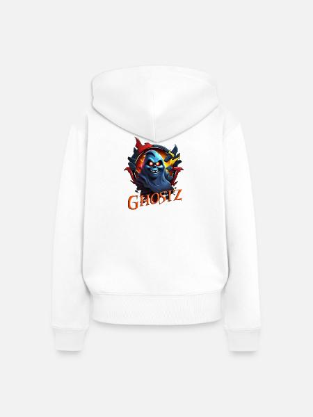 Ghostz – Dark Spirit - Frauen Premium Bio Zip Hoodie - Weiß