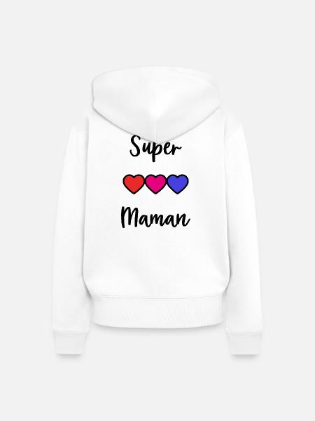 MAMA - Frauen Premium Bio Zip Hoodie - Weiß