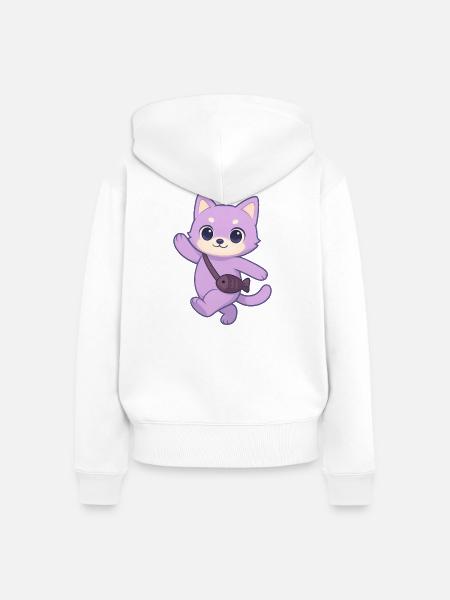 Süße Katze - Frauen Premium Bio Zip Hoodie - Weiß