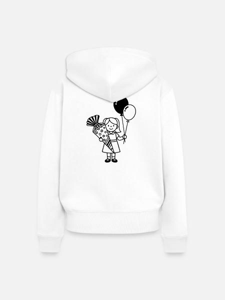 Einschulung Mädchen mit Schultüte - Frauen Premium Bio Zip Hoodie - Weiß