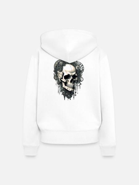 Skull - Frauen Premium Bio Zip Hoodie - Weiß