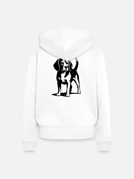 Minimalistische Beagle-Hundelinie - Frauen Premium Bio Zip Hoodie - Weiß