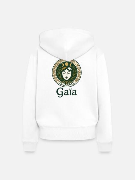 Gaia – Mutter Natur – Baum des Lebens - Frauen Premium Bio Zip Hoodie - Weiß
