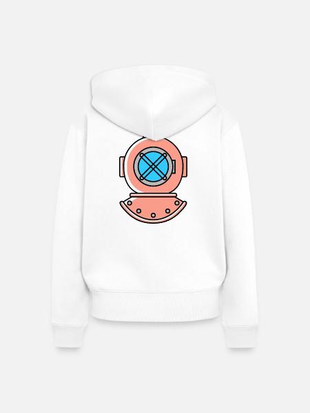 Taucherhelm Tauchen symbol - Frauen Premium Bio Zip Hoodie - Weiß