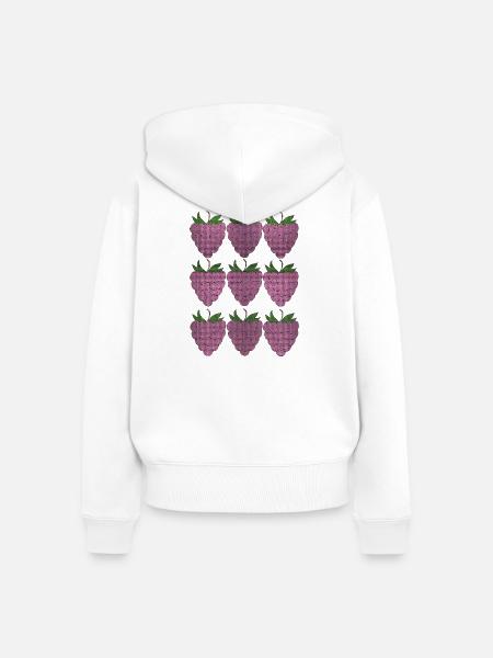 himbeer Muster Textile - Frauen Premium Bio Zip Hoodie - Weiß