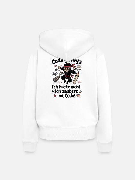 Coder Ninja Programmierer Humor - Frauen Premium Bio Zip Hoodie - Weiß