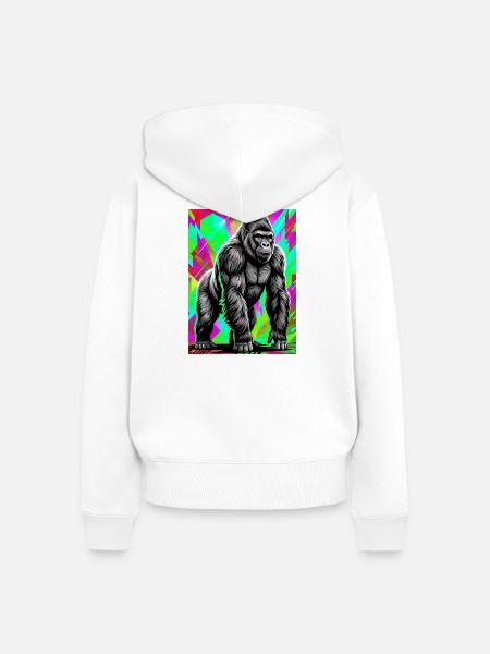 Gorilla - Frauen Premium Bio Zip Hoodie - Weiß