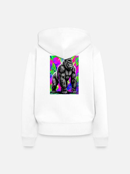 Gorilla - Frauen Premium Bio Zip Hoodie - Weiß