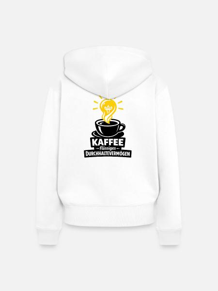 Kaffee Durchhaltevermögen Logo - Frauen Premium Bio Zip Hoodie - Weiß