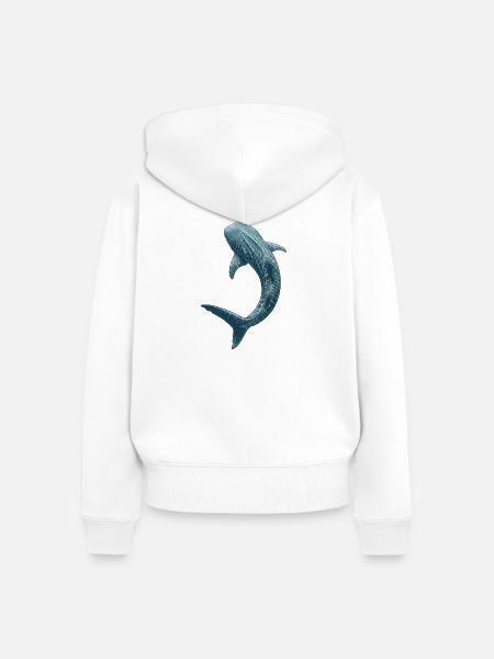 Detaillierte Walhai-Kunst Meereslebewesen - Frauen Premium Bio Zip Hoodie - Weiß