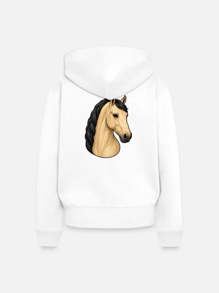 Isabella Lusitano Pferdeporträt - Frauen Premium Bio Zip Hoodie - Weiß