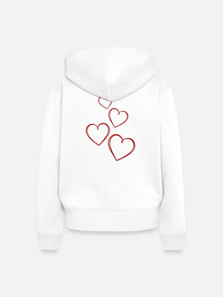Vier Herzen Rot Kontur Symbol - Frauen Premium Bio Zip Hoodie - Weiß