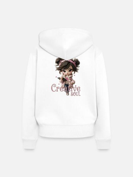 Süßes Mädchen Creative Soul Skizzenblock - Frauen Premium Bio Zip Hoodie - Weiß