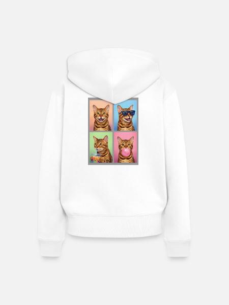 Katzen Bengal Katze - Frauen Premium Bio Zip Hoodie - Weiß