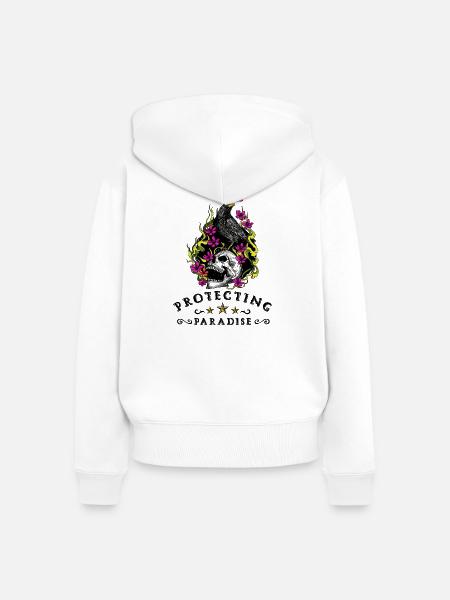 Floral Skull Inferno - Frauen Premium Bio Zip Hoodie - Weiß