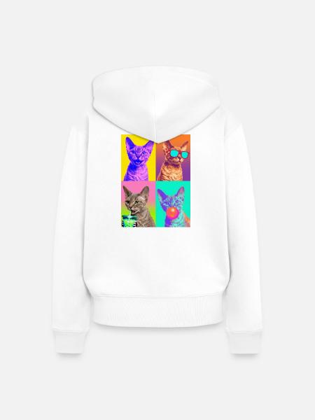 Katzen Devon Rex Katze - Frauen Premium Bio Zip Hoodie - Weiß