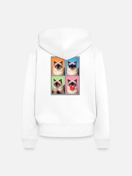 Katzen Himalaya Katze - Frauen Premium Bio Zip Hoodie - Weiß