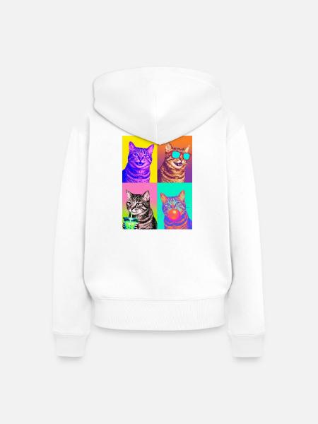 Katzen Manx Katze - Frauen Premium Bio Zip Hoodie - Weiß