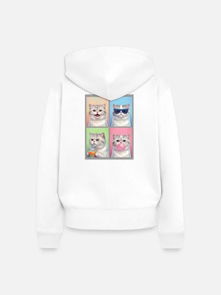 Katzen Perser Katze - Frauen Premium Bio Zip Hoodie - Weiß