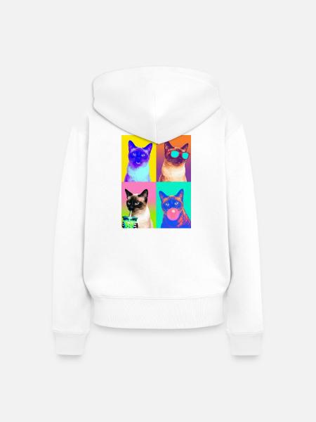Katzen Siam Katze - Frauen Premium Bio Zip Hoodie - Weiß