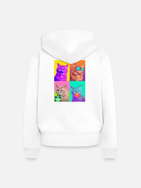 Katzen Selkirk Rex Katze - Frauen Premium Bio Zip Hoodie - Weiß