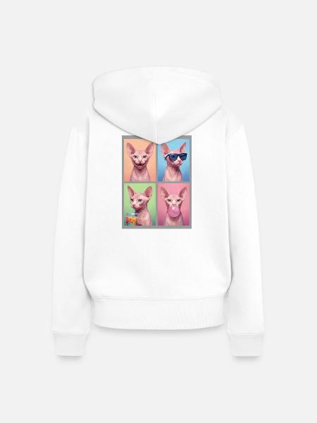 Katzen Sphynx Katze - Frauen Premium Bio Zip Hoodie - Weiß