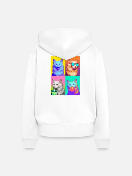 Katzen Türkisch Angora Katze - Frauen Premium Bio Zip Hoodie - Weiß