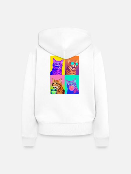 Katzen orange Tabby Katze - Frauen Premium Bio Zip Hoodie - Weiß