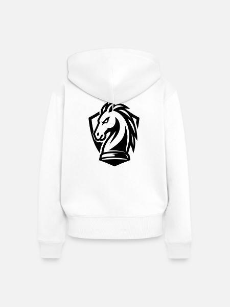 Schach Pferd - Frauen Premium Bio Zip Hoodie - Weiß