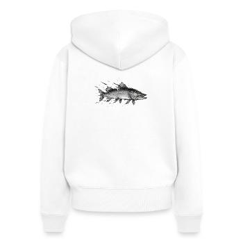 Pike Predatory Fish Angler Ink Vector - Women's Premium Organic Zip Hoodie - white - Back - AI Model Female 172 light (172cm)