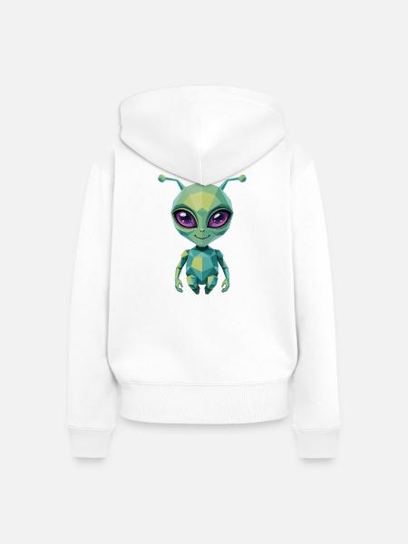 Alien - Cooles Low-Poly-Logo - Frauen Premium Bio Zip Hoodie - Weiß