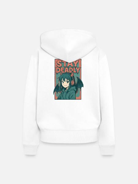 Bleib tödlich Dämonenmädchen Kunst - Frauen Premium Bio Zip Hoodie - Weiß