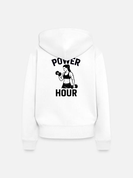 Power Hour Fitness-Symbol - Frauen Premium Bio Zip Hoodie - Weiß