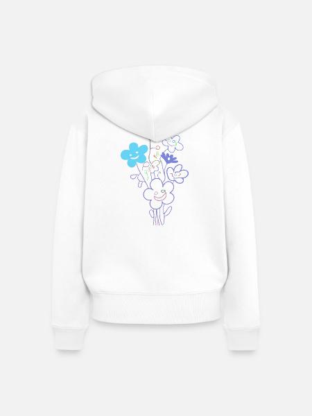 Fröhliche Blumen mit Neonlinien - Frauen Premium Bio Zip Hoodie - Weiß