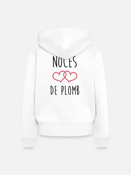 Lead Wedding 14 Jahre Ehe - Frauen Premium Bio Zip Hoodie - Weiß