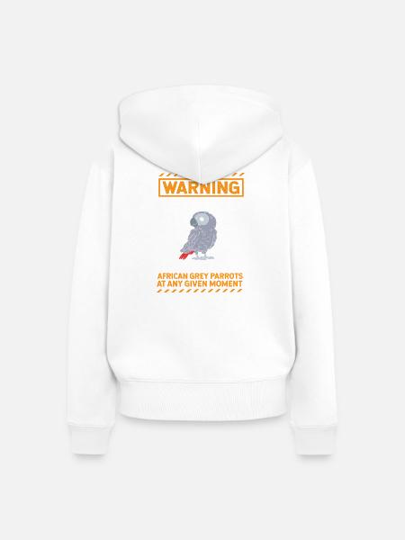 Papagei Grau - Frauen Premium Bio Zip Hoodie - Weiß