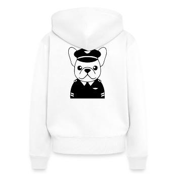 Frenchie Pilot Uniform Black - Women's Premium Organic Zip Hoodie - white - Back - AI Model Female 172 light (172cm)