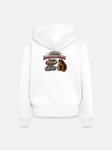 Echte Pferdemädchen: Dreck statt Glitzer - Frauen Premium Bio Zip Hoodie - Weiß