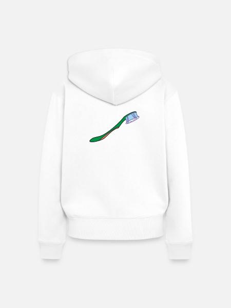 Zahnbürste - Frauen Premium Bio Zip Hoodie - Weiß