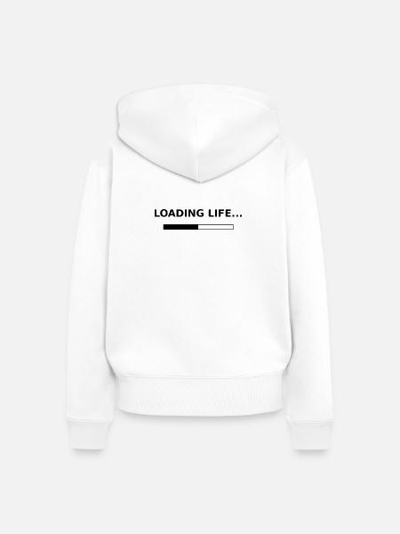 Loading Life - Frauen Premium Bio Zip Hoodie - Weiß