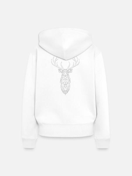 Weißer Hirsch Porträt - Frauen Premium Bio Zip Hoodie - Weiß